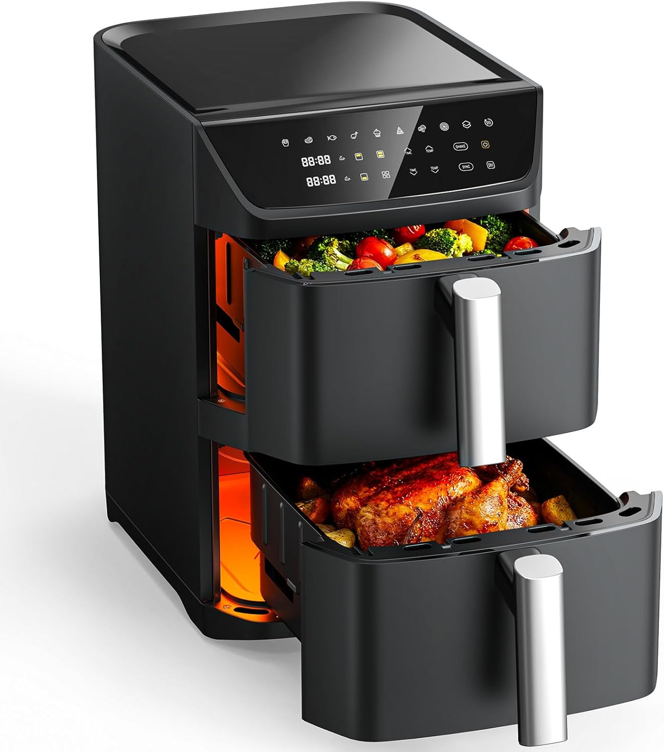 Dual Basket Air Fryer, 12.6QT Family-Size for 10-12 People, XL Basket for 6LB - View 2