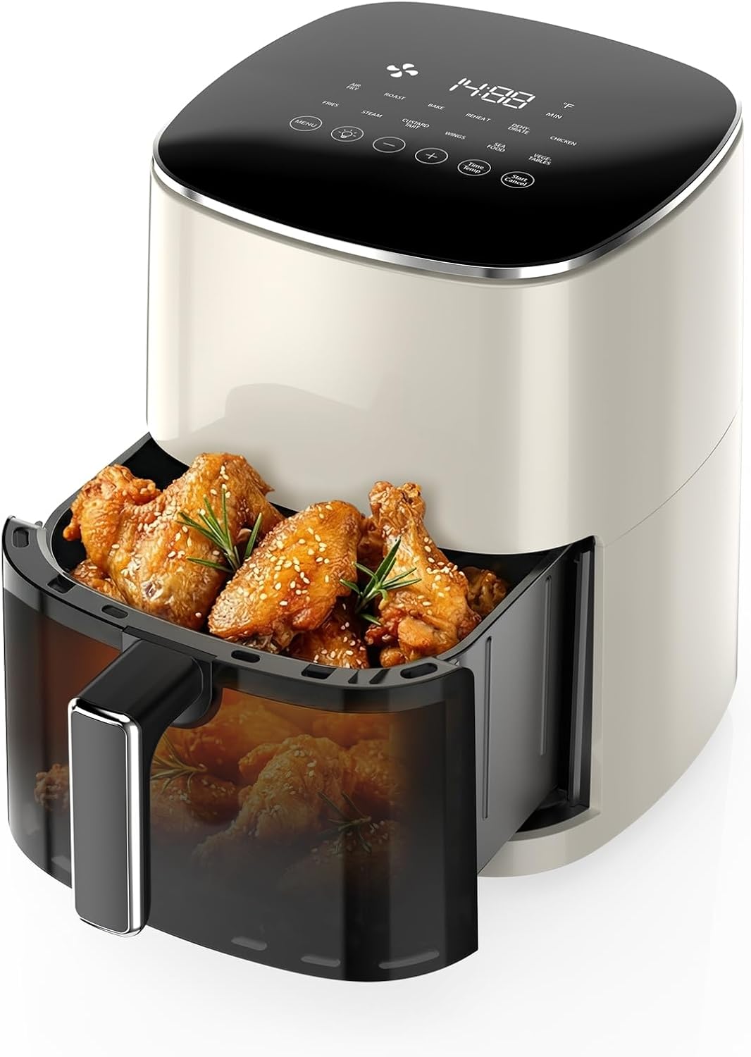 NEWBULIG Air Fryer, 6QT Square Airfryer with Visual Window, 400℉ Fast Heating