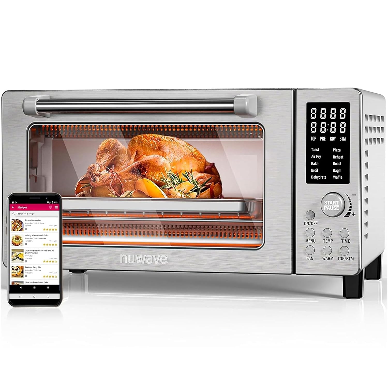 Nuwave Bravo XL Air Fryer Toaster Smart Oven, 12-in-1 Countertop Grill/Griddle