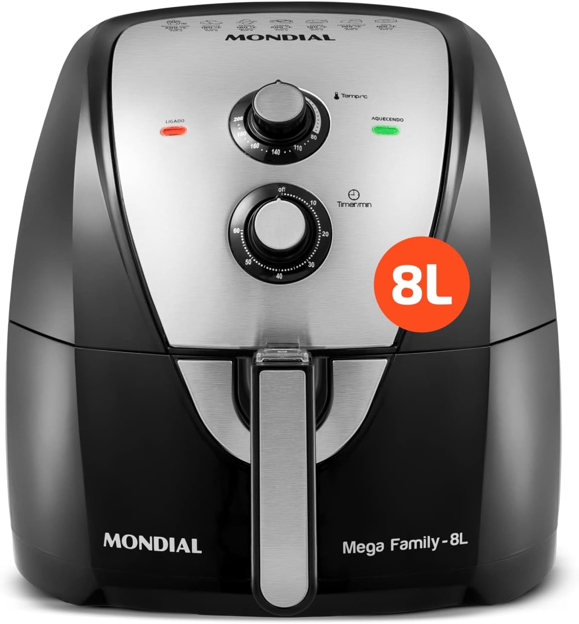 Fritadeira Sem Óleo Air Fryer 8L, Mondial, Preto/Inox, 1900W, 220V - AFN-80-BI - View 2