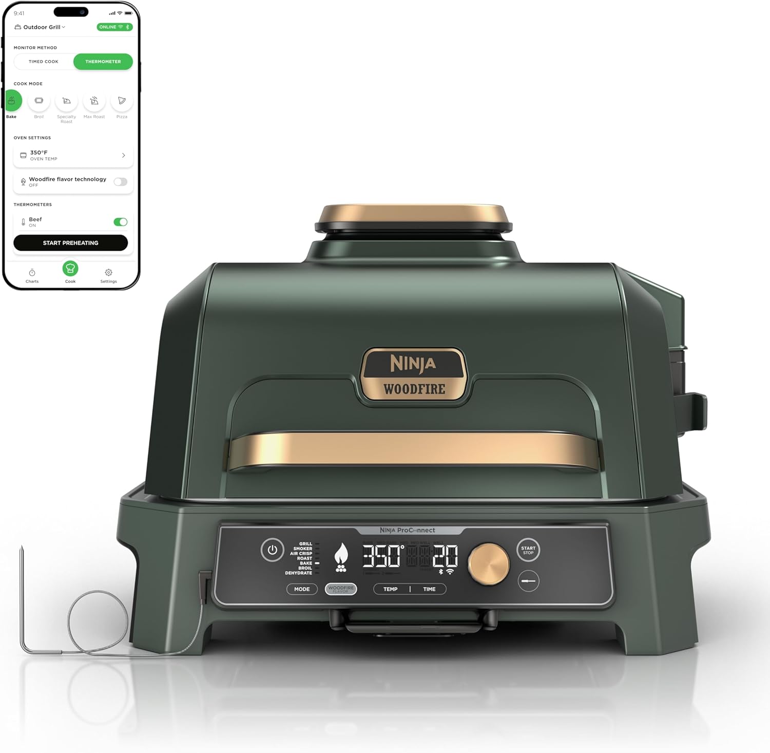 Ninja Woodfire Pro Connect XL Outdoor Grill & Smoker | Bluetooth, App Enabled |