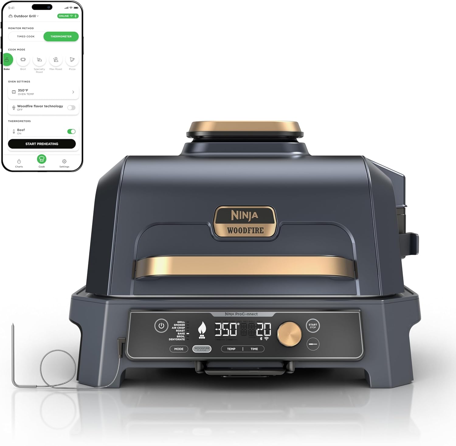 Ninja Woodfire Pro Connect XL Outdoor Grill & Smoker | Bluetooth, App Enabled | - View 2