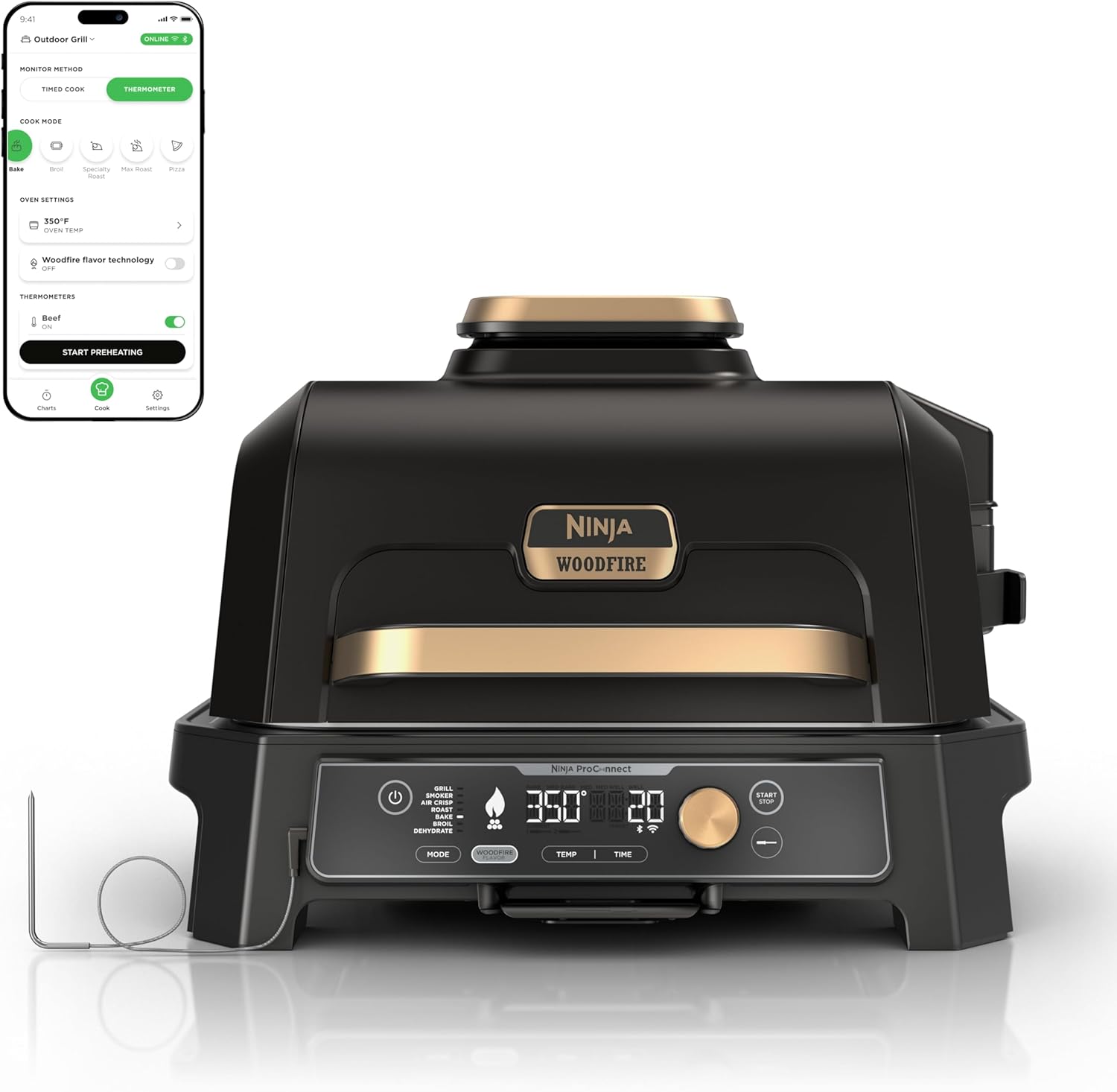 Ninja Woodfire Pro Connect XL Outdoor Grill & Smoker | Bluetooth, App Enabled | - View 3