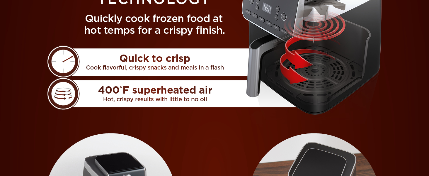 Ninja XL Air Fryer with MaxCrisp | 6.5 QT Capacity | 6-in-1 Max Crisp, Air Fry, Roast, Bake, Reheat & Dehydrate | 450°F Temp | 1750 Watts | Nonstick Basket, Crisper Plate & Recipe Guide | Grey | AF181 detail 3