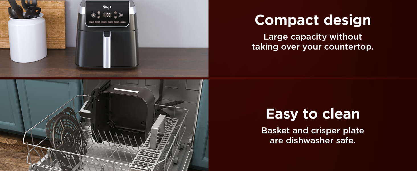 Ninja XL Air Fryer with MaxCrisp | 6.5 QT Capacity | 6-in-1 Max Crisp, Air Fry, Roast, Bake, Reheat & Dehydrate | 450°F Temp | 1750 Watts | Nonstick Basket, Crisper Plate & Recipe Guide | Grey | AF181 detail 5