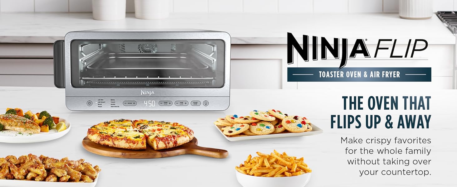 Ninja Air Fryer Toaster Oven Combo | 8-in-1 Functionality | Flip Up & Away for Storage Space | Air Fry Basket, Sheet Pan, Wire Rack & Removable Crumb Tray |1800 Watt | Stainless Steel | SP151 detail 1