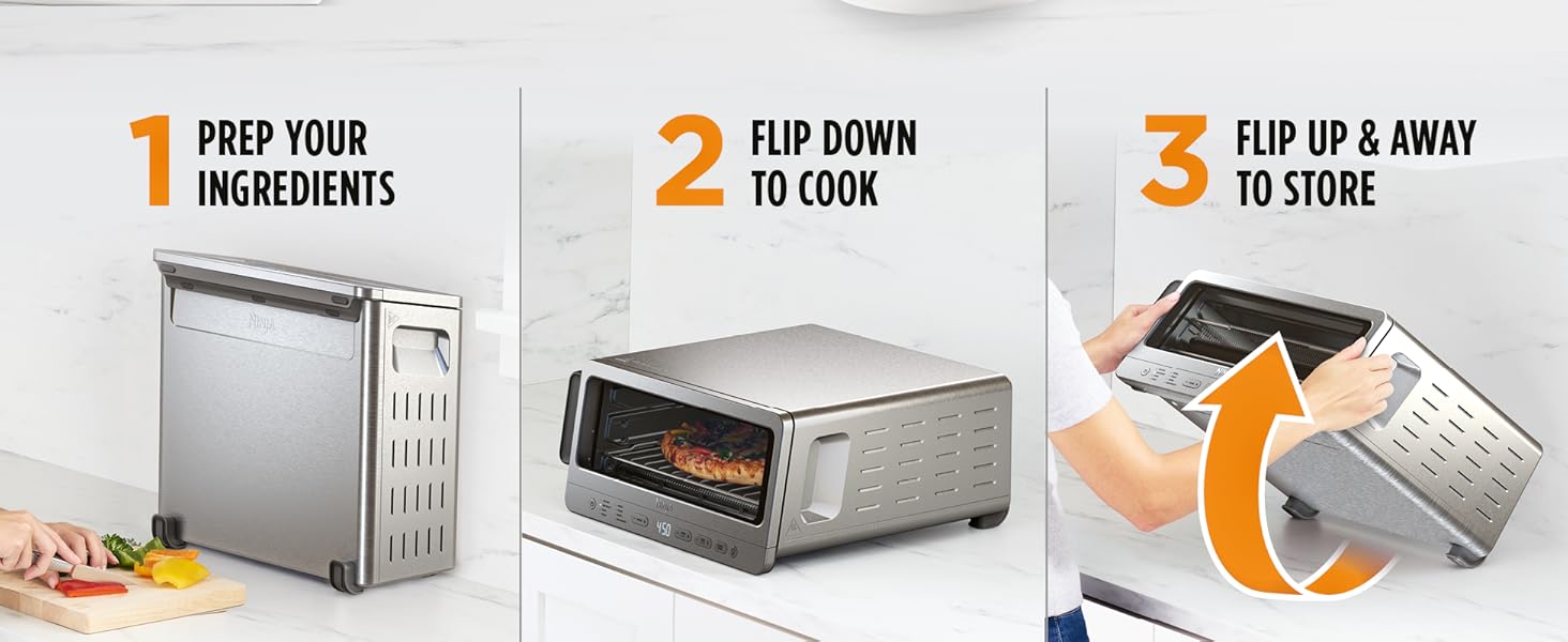 Ninja Air Fryer Toaster Oven Combo | 8-in-1 Functionality | Flip Up & Away for Storage Space | Air Fry Basket, Sheet Pan, Wire Rack & Removable Crumb Tray |1800 Watt | Stainless Steel | SP151 detail 2