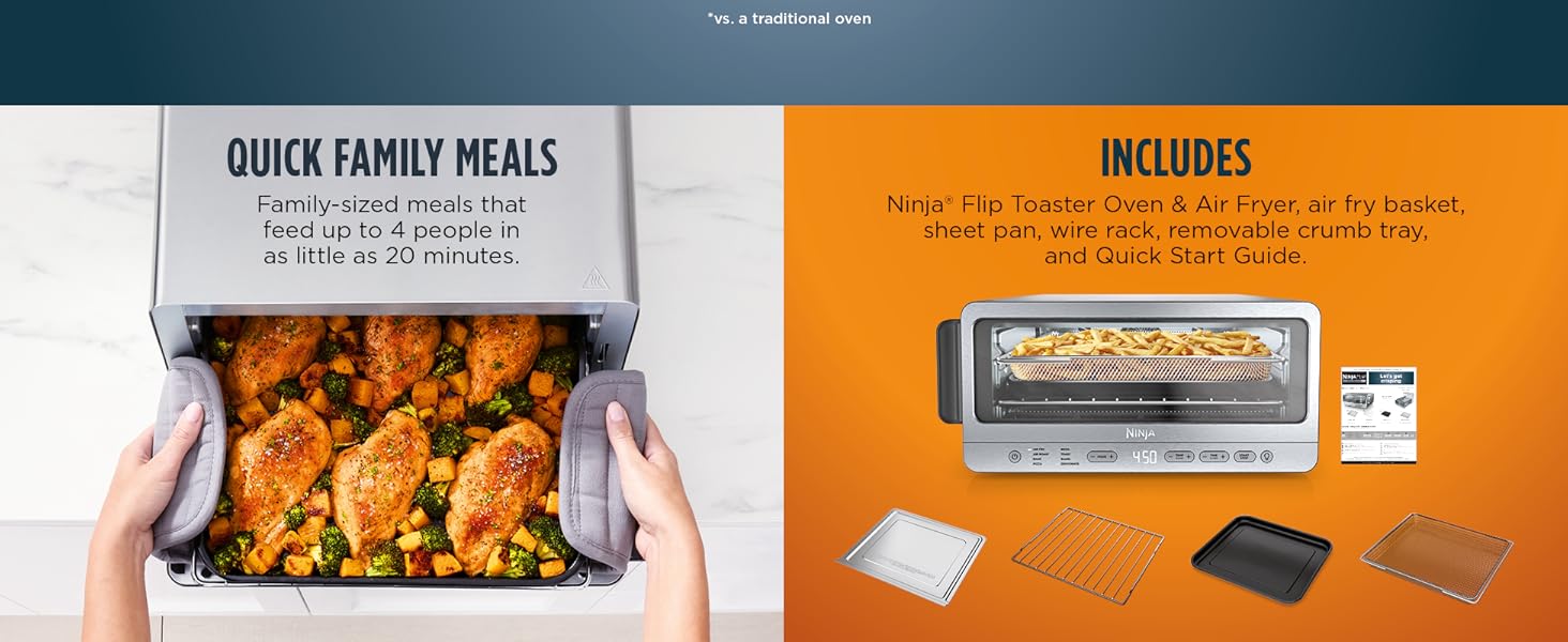 Ninja Air Fryer Toaster Oven Combo | 8-in-1 Functionality | Flip Up & Away for Storage Space | Air Fry Basket, Sheet Pan, Wire Rack & Removable Crumb Tray |1800 Watt | Stainless Steel | SP151 detail 5