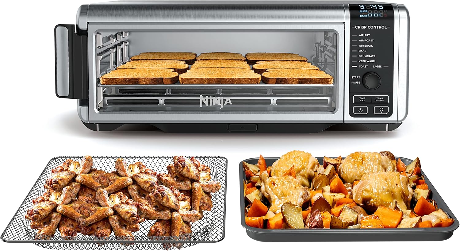 Ninja Air Fryer Toaster Oven Combo | 8-in-1 Functionality | Flip Up & Away for Storage Space | Air Fry Basket, Sheet Pan, Wire Rack & Removable Crumb Tray |1800 Watt | Stainless Steel | SP151 detail 6