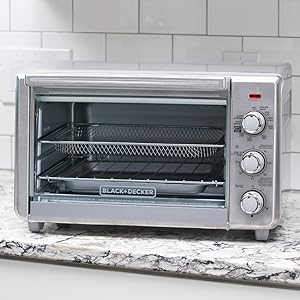 BLACK+DECKER Crisp 'N Bake Air Fryer Countertop Convection Toaster Oven, Large Capacity, 6-Slice, 5-in-1, Fits 12" Pizza, 60-Min Timer, Bake, Broil, Air Fry, Toast, Keep Warm, Stainless Steel detail 7