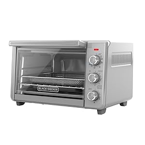 BLACK+DECKER Crisp 'N Bake Air Fryer Countertop Convection Toaster Oven, Large Capacity, 6-Slice, 5-in-1, Fits 12" Pizza, 60-Min Timer, Bake, Broil, Air Fry, Toast, Keep Warm, Stainless Steel detail 8