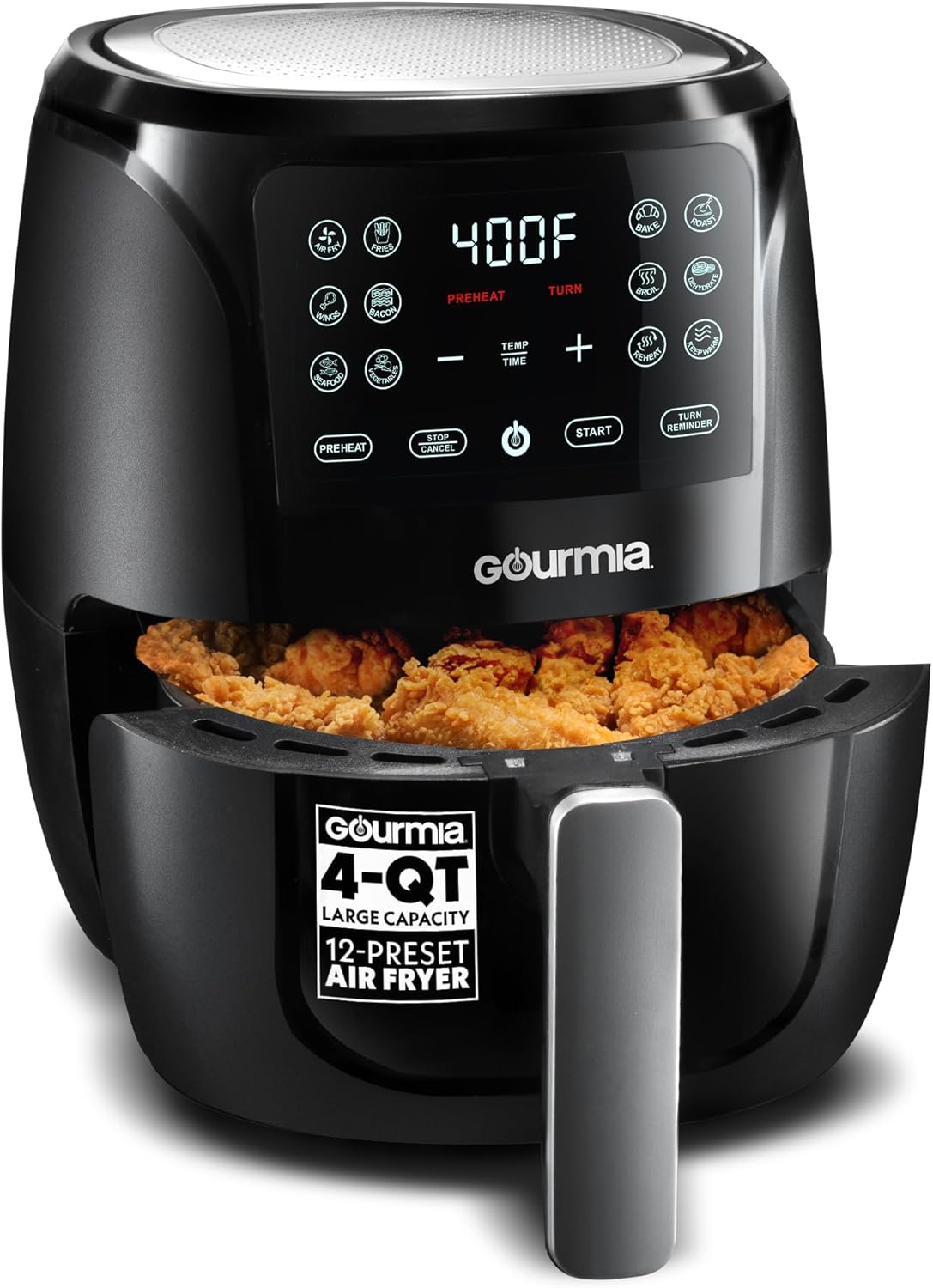 Gourmia Air Fryer - 6 Qt Large Capacity, FryForce 360º, Digital Display with 12 Presets, Roast, Bake, Broil, Dehydrate, Dishwasher Safe Accessories, Black detail 7