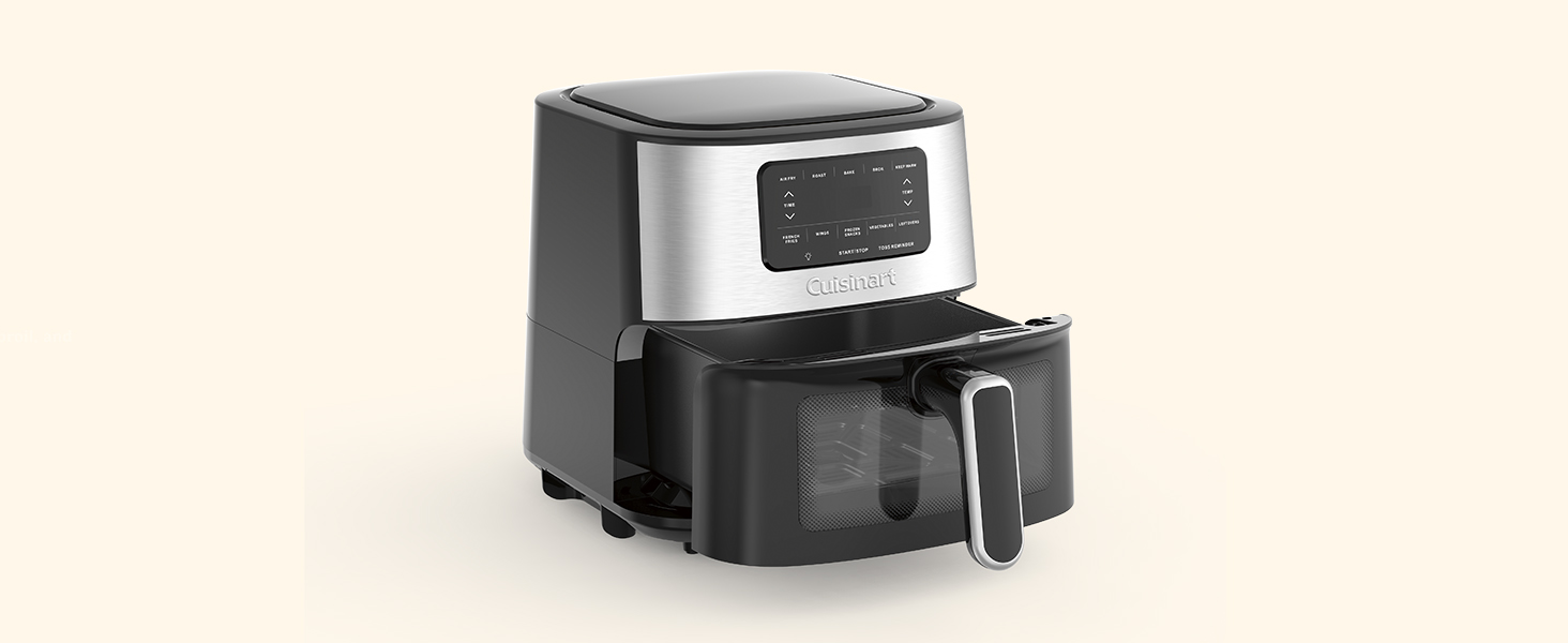 Cuisinart Air Fryer, 6-Quart Basket Large Fryer with 5 Cooking Functions to Roast, Bake, Broil, Air Fry and Keep Warm, 5 Airfryer Presets, Dishwasher-Safe Parts, AIR-200NAS, Stainless Steel & Black detail 2