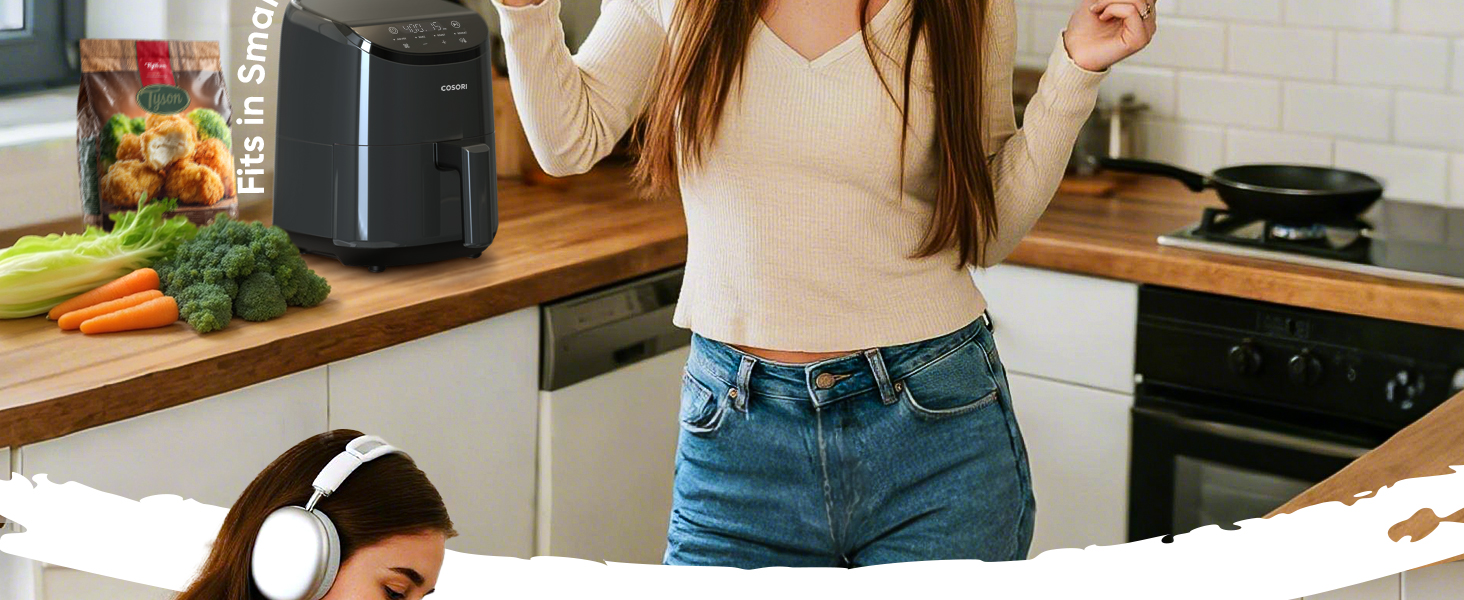 Cosori Air Fryer 2.1 QT, Small & Mini 4-in-1 airfryer Ideal for Simple Meals and Snack, Easy to Leftover Food to Crispy, Up to 97% Less Oil, 30 In-App Recipes, Nonstick & Dishwasher-Safe Basket detail 2