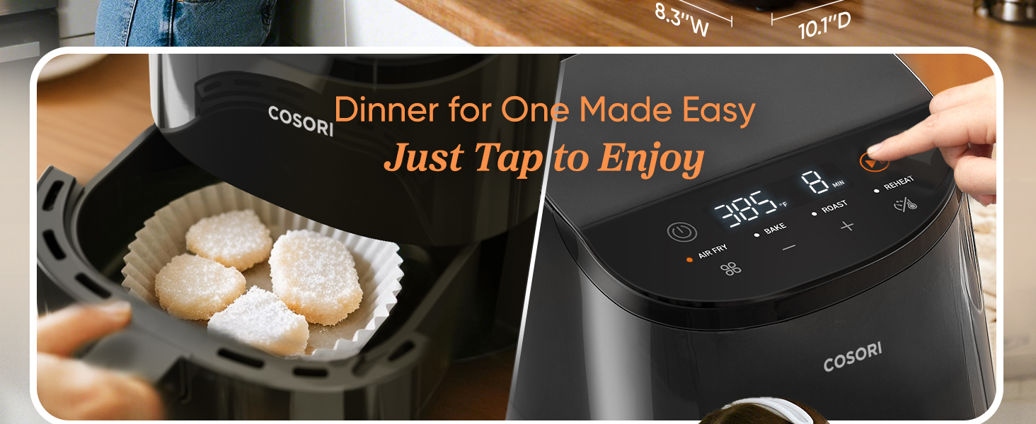 Cosori Air Fryer 2.1 QT, Small & Mini 4-in-1 airfryer Ideal for Simple Meals and Snack, Easy to Leftover Food to Crispy, Up to 97% Less Oil, 30 In-App Recipes, Nonstick & Dishwasher-Safe Basket detail 4