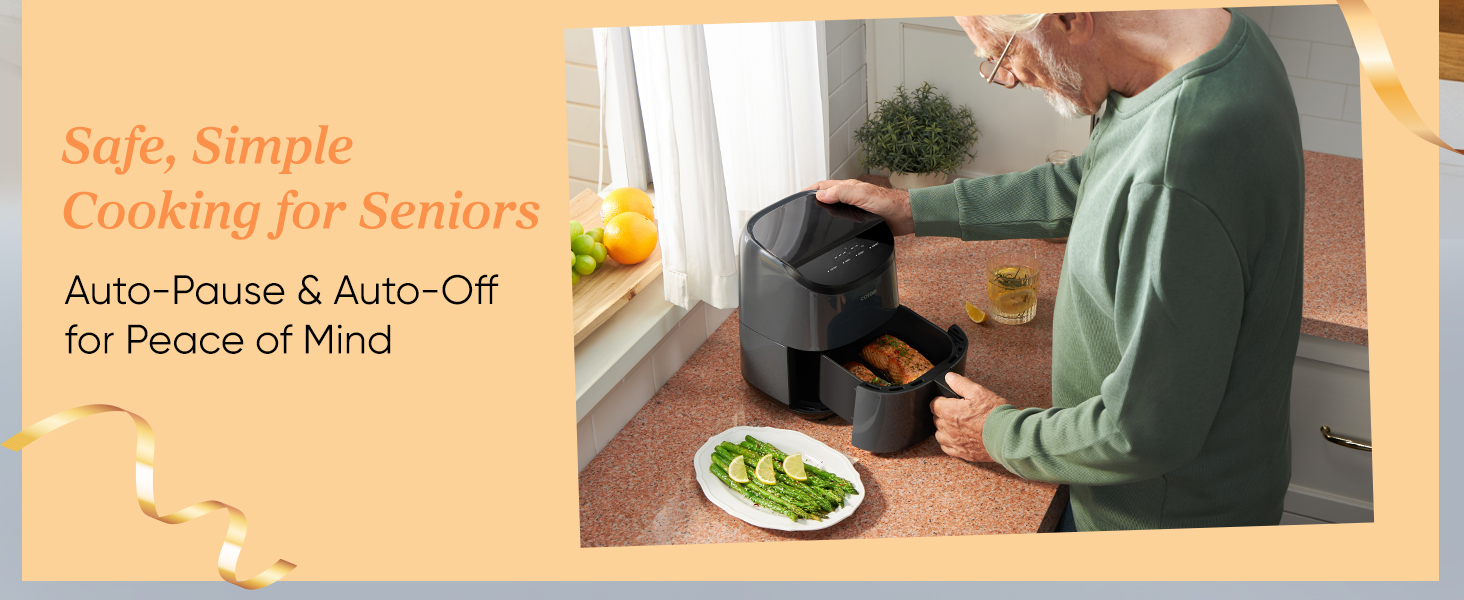Cosori Air Fryer 2.1 QT, Small & Mini 4-in-1 airfryer Ideal for Simple Meals and Snack, Easy to Leftover Food to Crispy, Up to 97% Less Oil, 30 In-App Recipes, Nonstick & Dishwasher-Safe Basket detail 9