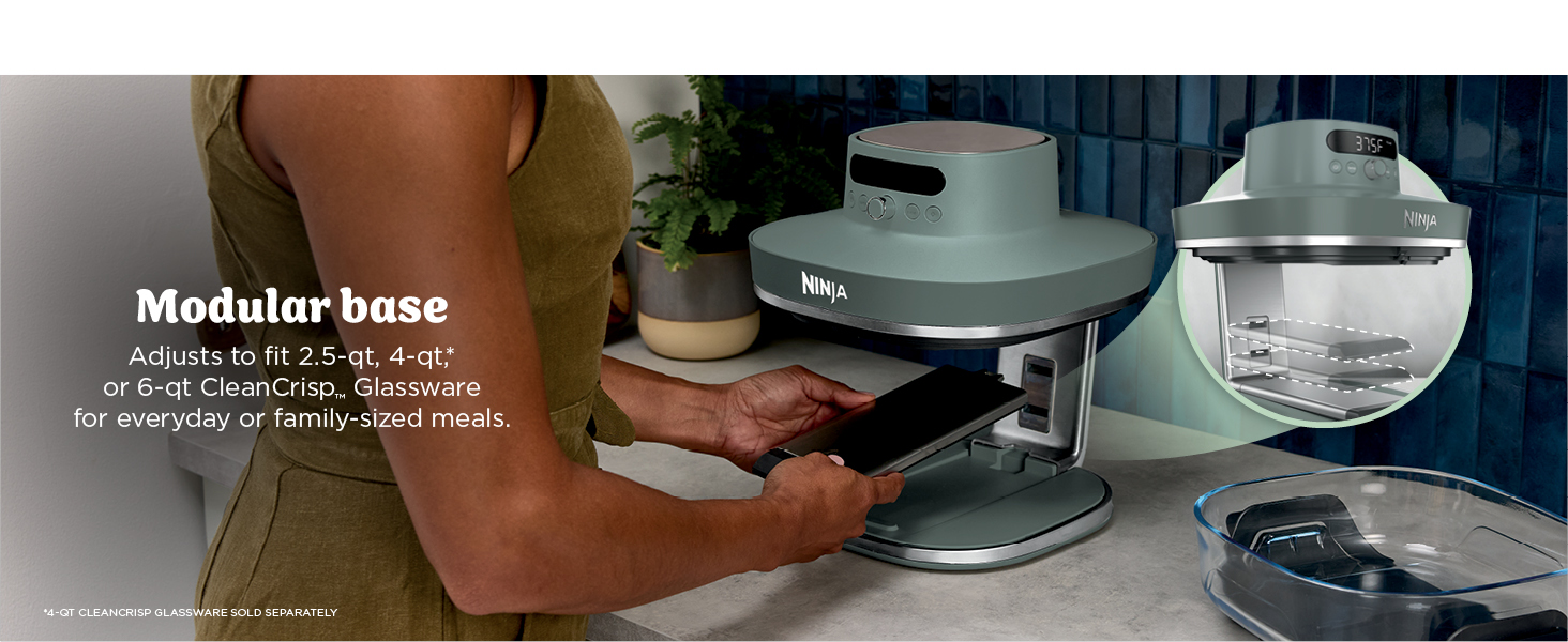 Ninja Crispi Pro 6-in-1 Glass Air Fryer | With Nontoxic, 6qt & 2.5qt Containers & Lids | Microwave, Freezer, Dishwasher Safe | 450°F Max Temp | 1800 Watt | Ash Grey | AS101DG detail 4