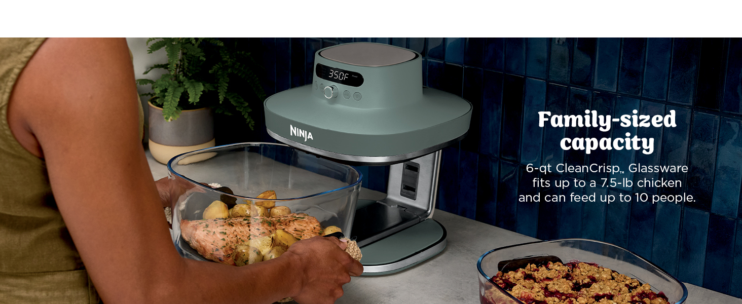 Ninja Crispi Pro 6-in-1 Glass Air Fryer | With Nontoxic, 6qt & 2.5qt Containers & Lids | Microwave, Freezer, Dishwasher Safe | 450°F Max Temp | 1800 Watt | Ash Grey | AS101DG detail 5