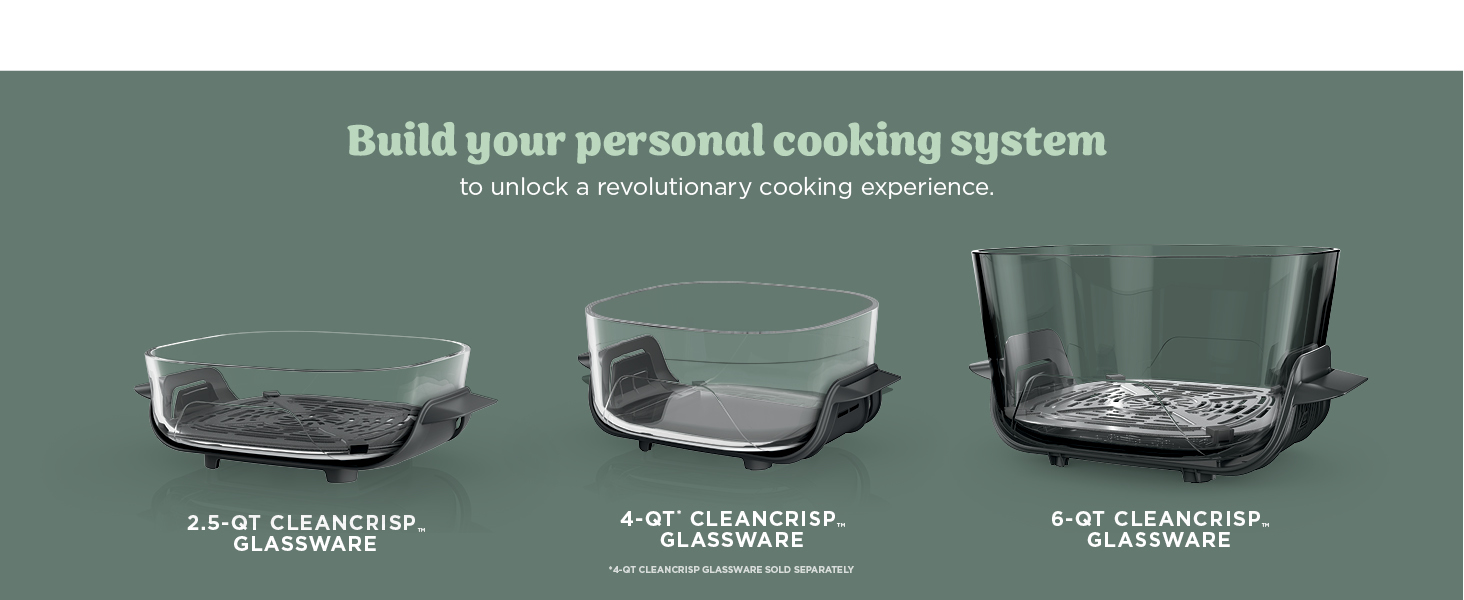 Ninja Crispi Pro 6-in-1 Glass Air Fryer | With Nontoxic, 6qt & 2.5qt Containers & Lids | Microwave, Freezer, Dishwasher Safe | 450°F Max Temp | 1800 Watt | Ash Grey | AS101DG detail 14
