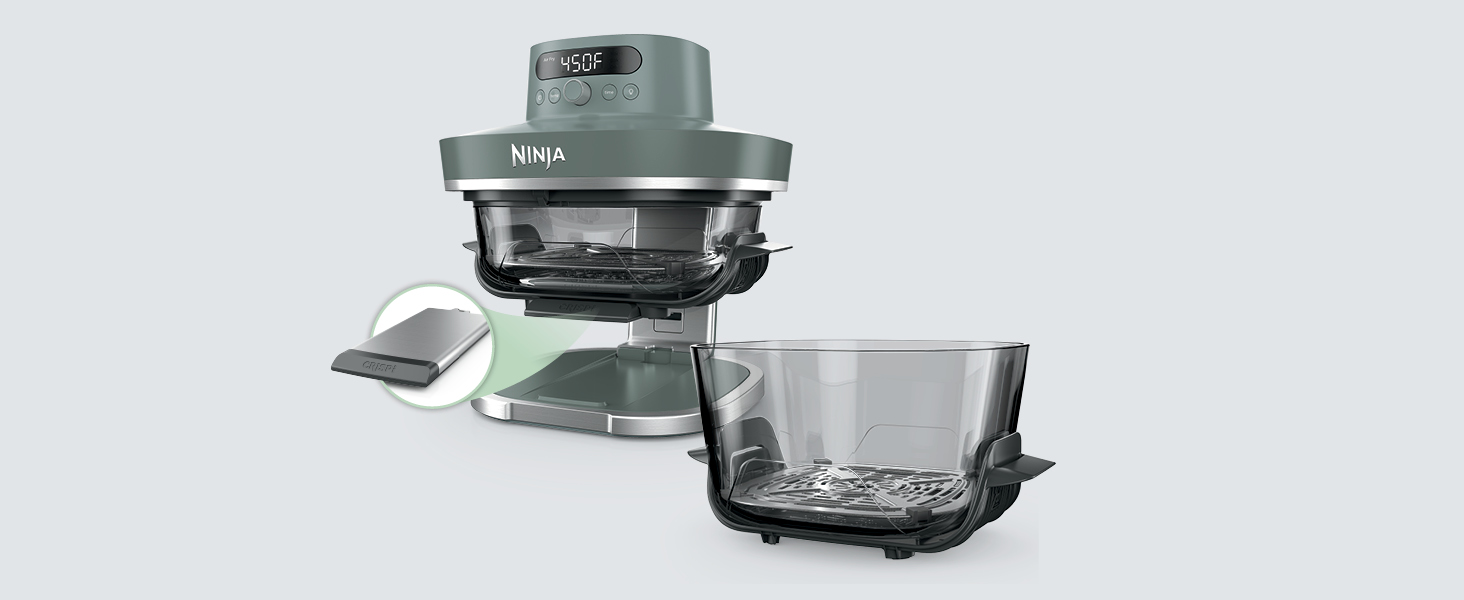 Ninja Crispi Pro 6-in-1 Glass Air Fryer | With Nontoxic, 6qt & 2.5qt Containers & Lids | Microwave, Freezer, Dishwasher Safe | 450°F Max Temp | 1800 Watt | Ash Grey | AS101DG detail 18