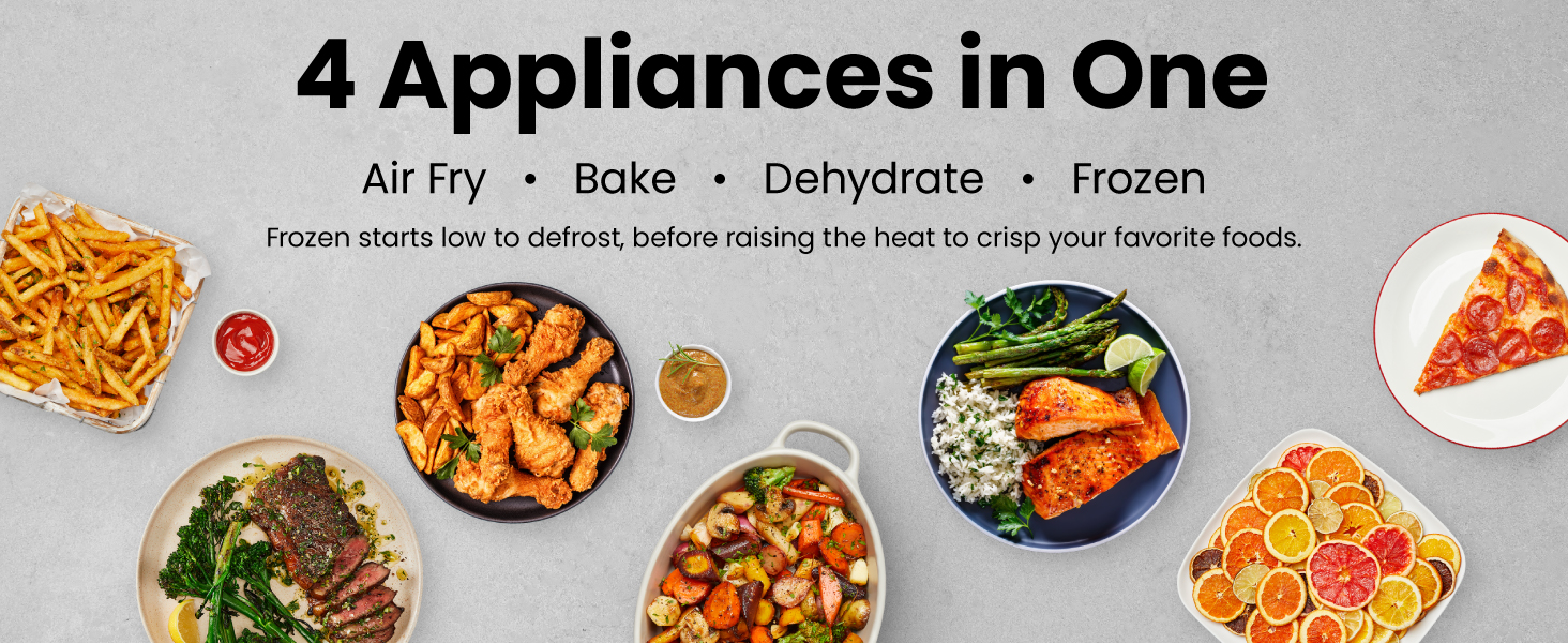 Chefman Air Fryer - 4-in-1 Slim 3.5 QT Airfryer, Air Fry, Bake, Dehydrate, Frozen, 450°F Max Temp for Extra Crispy Results in Minutes, Nonstick Ceramic Coating, Dishwasher-Safe Accessories - Black detail 3