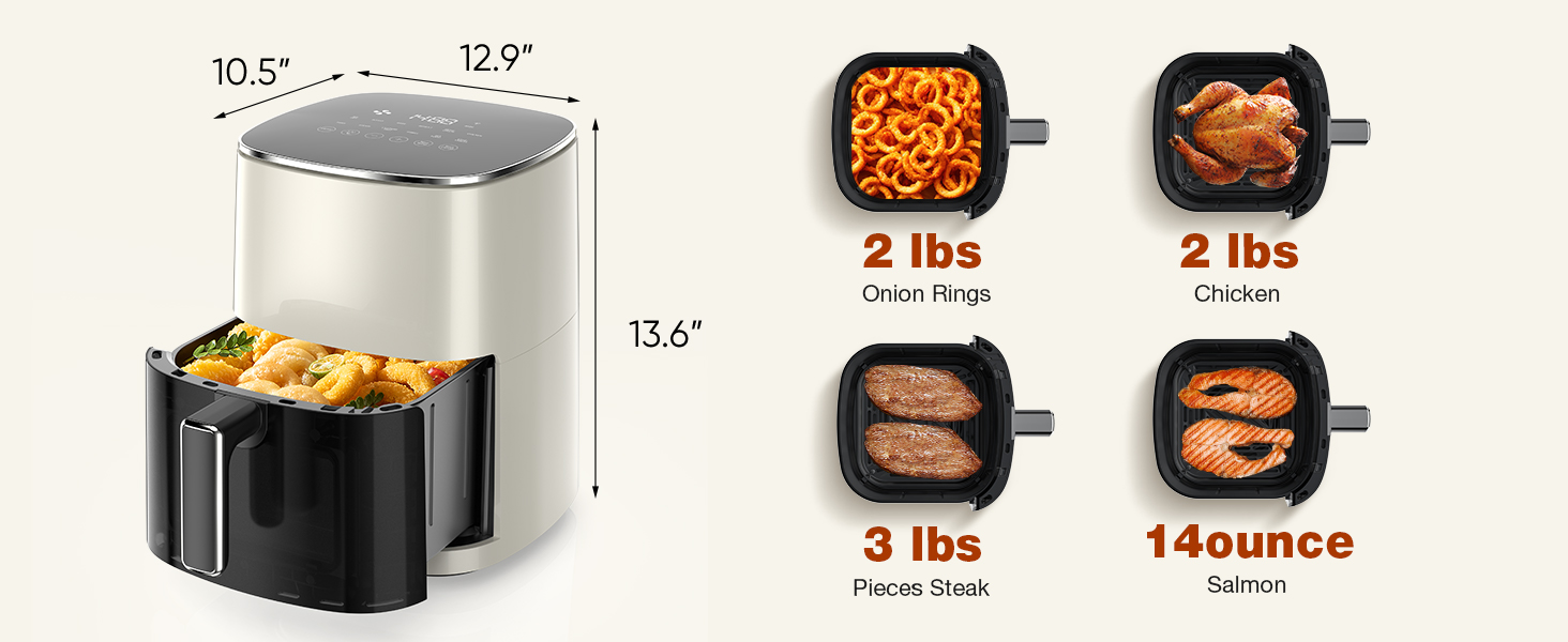 Air Fryer, 6QT Square Airfryer with Visual Window, 400°F Fast Heating Air Fryers Oven with Timer, Auto-Off, Non Toxic & Non Stick, Multiple 12 Modes for Roast, Bake, Dehydrate, Fry, Reheat detail 2