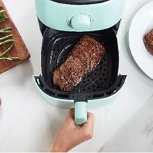 Dash Tasti-Crisp™ Air Fryer - AirCrisp® Technology - Compact Design with Adjustable Temperature Control - Nonstick Fry Basket & Auto Shut-Off Feature - 2.6 Quarts - Cool Grey detail 3