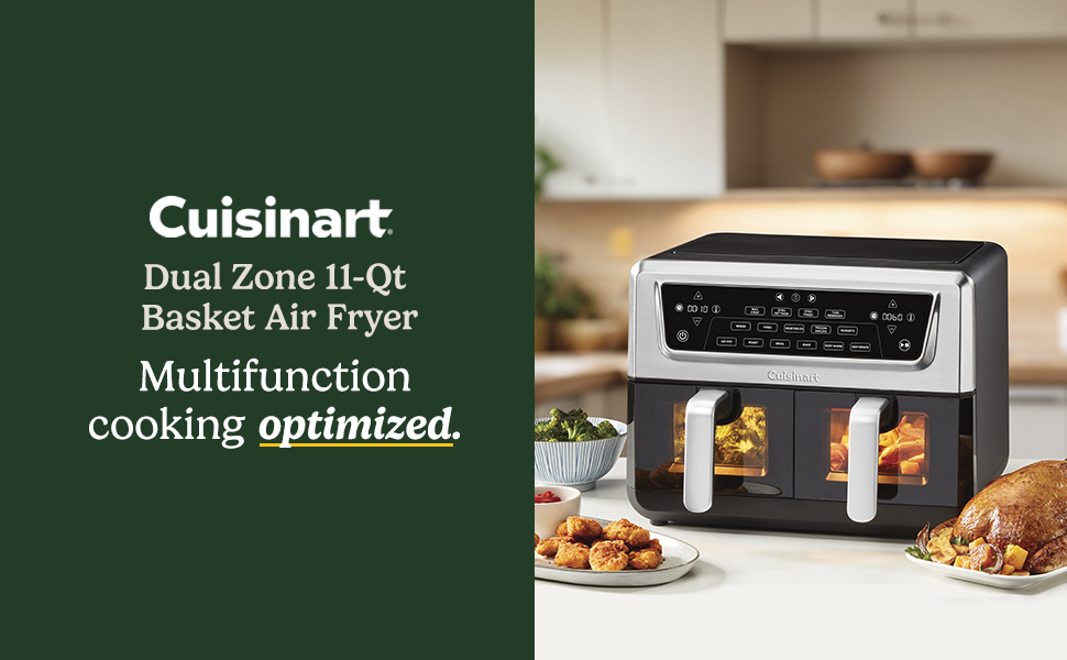 Cuisinart Dual Basket Air Fryer, Two Baskets 11 Qt in Total, 6 Functions: Air Fry, Roast, Bake, Broil, Dehydrate & Keep Warm, Features Sync Finish & Sync Settings, Toss Reminder & Auto-Pause, ADZ-112 detail 1