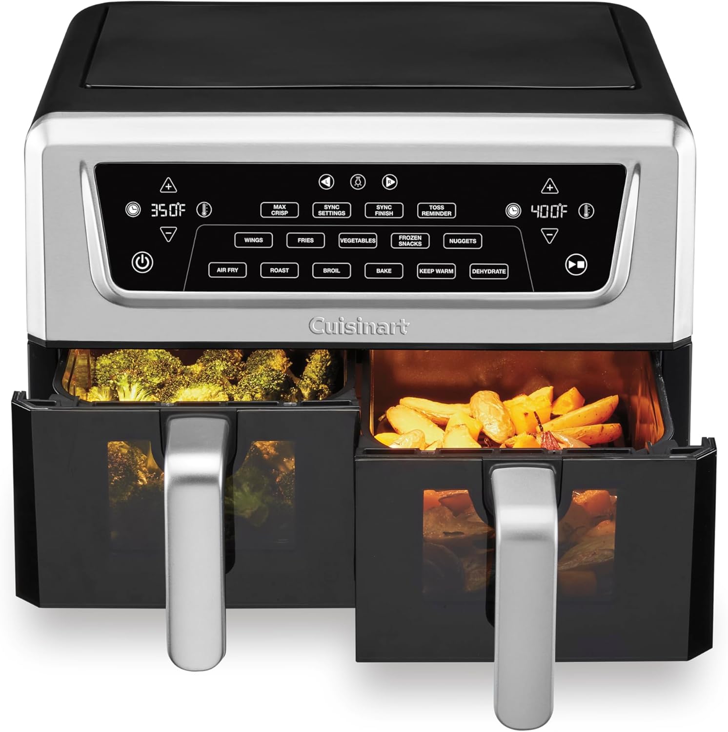 Cuisinart Dual Basket Air Fryer, Two Baskets 11 Qt in Total, 6 Functions: Air Fry, Roast, Bake, Broil, Dehydrate & Keep Warm, Features Sync Finish & Sync Settings, Toss Reminder & Auto-Pause, ADZ-112 detail 5