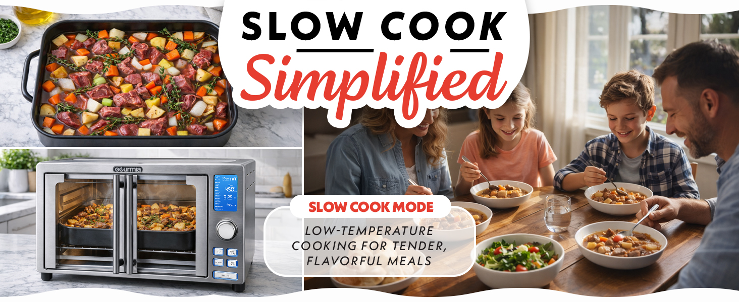 Gourmia Air Fryer French Door Toaster Oven - 6-Slice Capacity, LED Display with 14 Cooking Presets, Stainless Steel detail 6