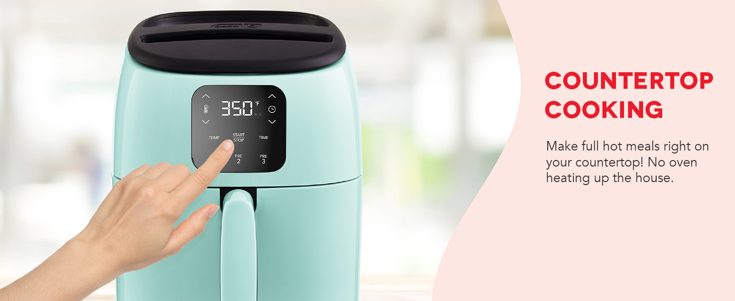 Dash Tasti-Crisp™ Digital Air Fryer - 2.6 Quart Small Compact Mini Air Fryer for French Fries, Nuggets & More, 1-2 People, Auto Shut Off, Adjustable Temp, Dishwasher Safe Parts - Grey detail 6