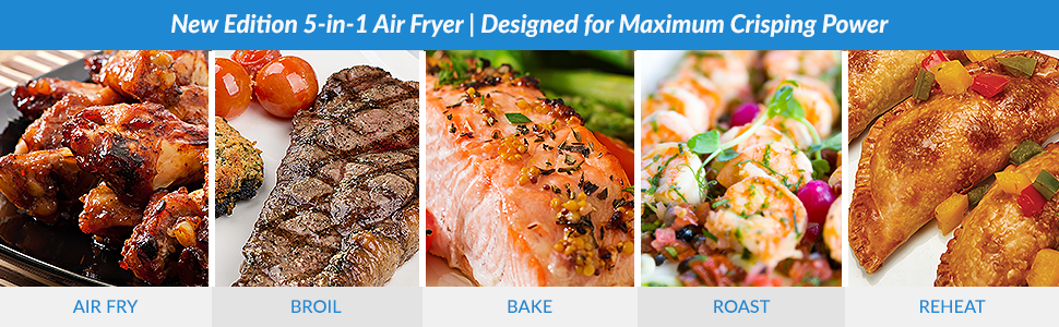 PowerXL Air Fryer 7 QT Maxx Classic, Extra Hot Air Fry, Cook, Crisp, Broil, Roast, Bake, High Gloss Finish, Nonstick, Black detail 3