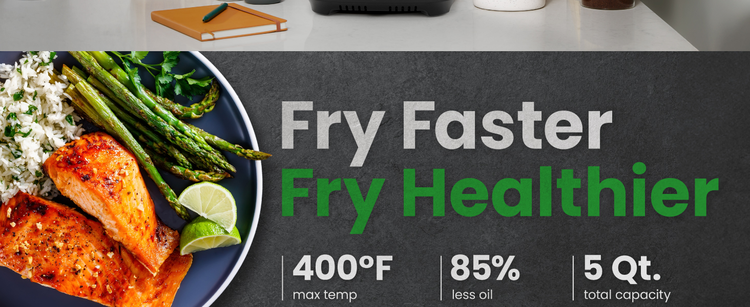 Chefman TurboFry Touch Air Fryer, Large 5-Quart Family Size, One Touch Digital Control Presets, French Fries, Chicken, Meat, Fish, Nonstick Dishwasher-Safe Parts, Automatic Shutoff, Stainless Steel detail 2