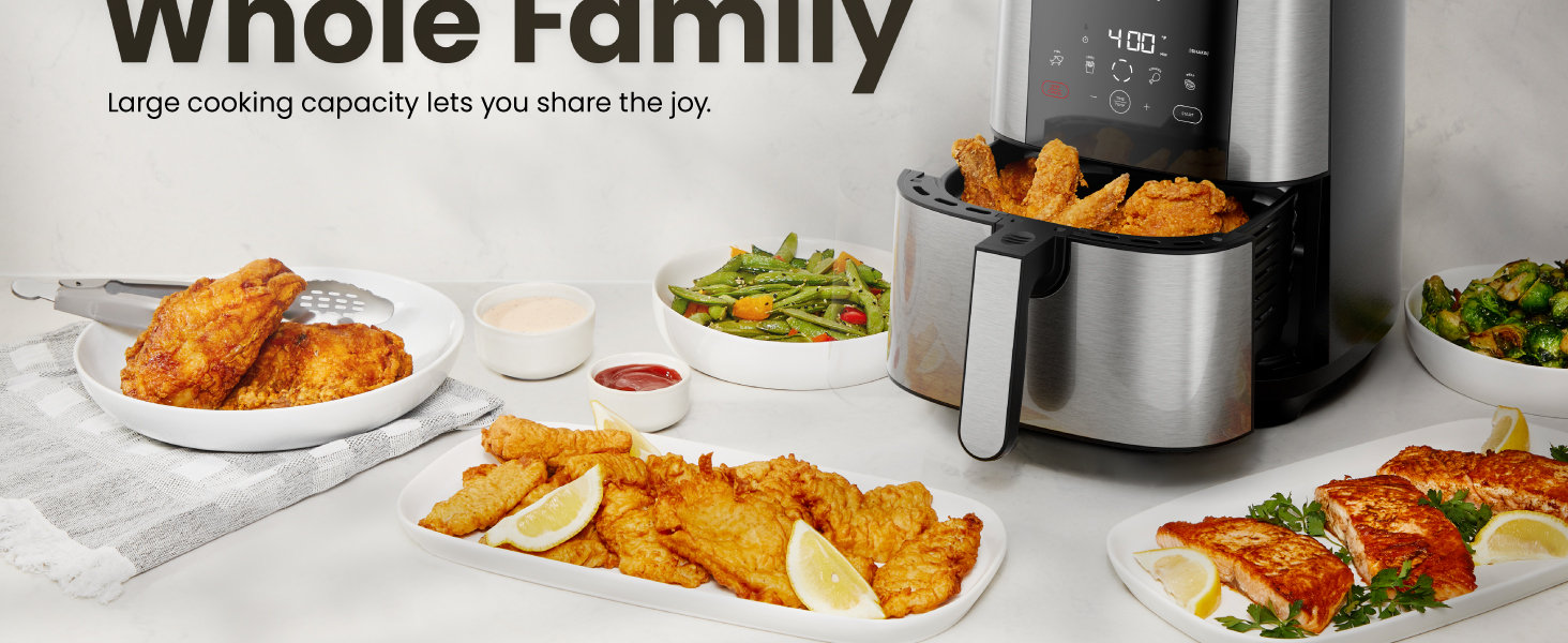 Chefman TurboFry Touch Air Fryer, Large 5-Quart Family Size, One Touch Digital Control Presets, French Fries, Chicken, Meat, Fish, Nonstick Dishwasher-Safe Parts, Automatic Shutoff, Stainless Steel detail 4