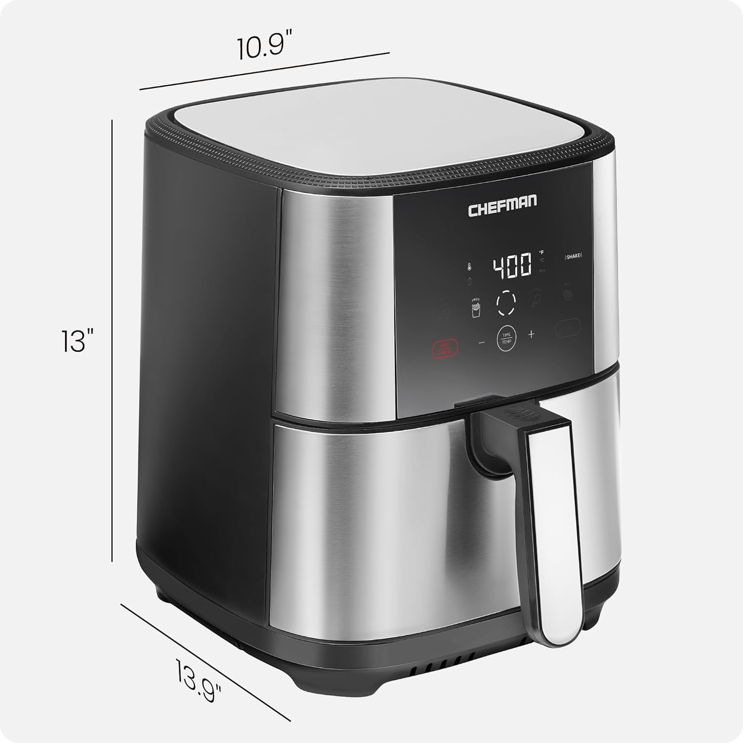 Chefman TurboFry Touch Air Fryer, Large 5-Quart Family Size, One Touch Digital Control Presets, French Fries, Chicken, Meat, Fish, Nonstick Dishwasher-Safe Parts, Automatic Shutoff, Stainless Steel detail 8