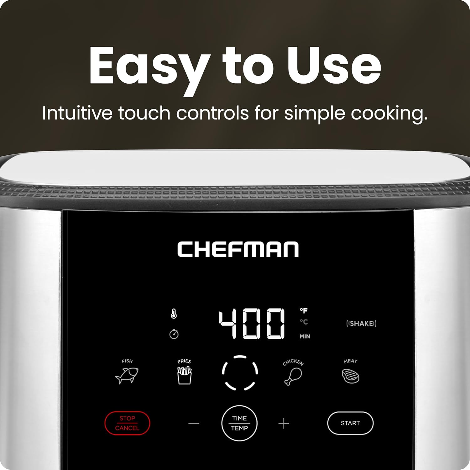 Chefman TurboFry Touch Air Fryer, Large 5-Quart Family Size, One Touch Digital Control Presets, French Fries, Chicken, Meat, Fish, Nonstick Dishwasher-Safe Parts, Automatic Shutoff, Stainless Steel detail 11