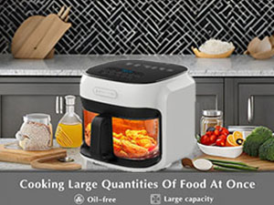 BOSWELL Glass Air Fryer, 7.5QT with Transparent Fry Bowl, Circulating Heating, Temperature Control, Air Fryer Roast, Dishwasher Safe (white) detail 7