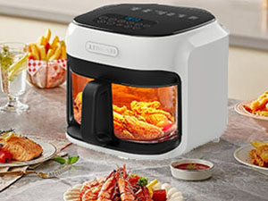 BOSWELL Glass Air Fryer, 7.5QT with Transparent Fry Bowl, Circulating Heating, Temperature Control, Air Fryer Roast, Dishwasher Safe (white) detail 8