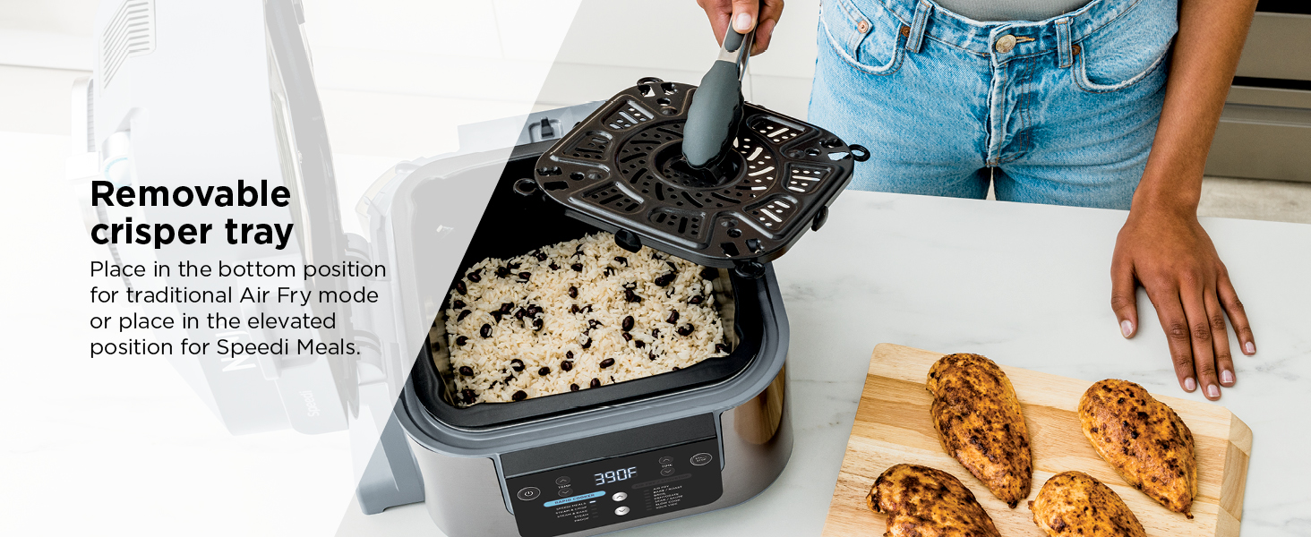 Ninja SF301 Speedi Rapid Cooker & Air Fryer, 6-Quart Capacity, 12-in-1 Functions to Steam, Bake, Roast, Sear, Sauté, Slow Cook, Sous Vide & More, 15-Minute Speedi Meals All In One Pot, Sea Salt Gray detail 3
