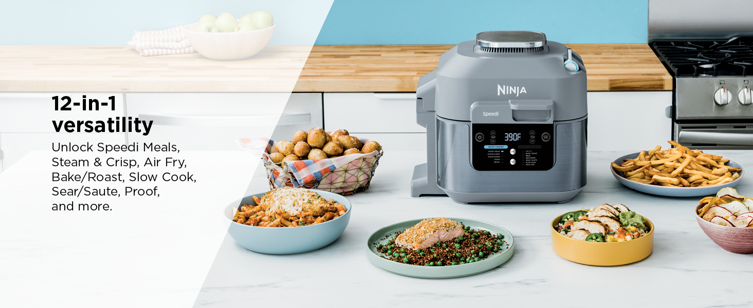 Ninja SF301 Speedi Rapid Cooker & Air Fryer, 6-Quart Capacity, 12-in-1 Functions to Steam, Bake, Roast, Sear, Sauté, Slow Cook, Sous Vide & More, 15-Minute Speedi Meals All In One Pot, Sea Salt Gray detail 8