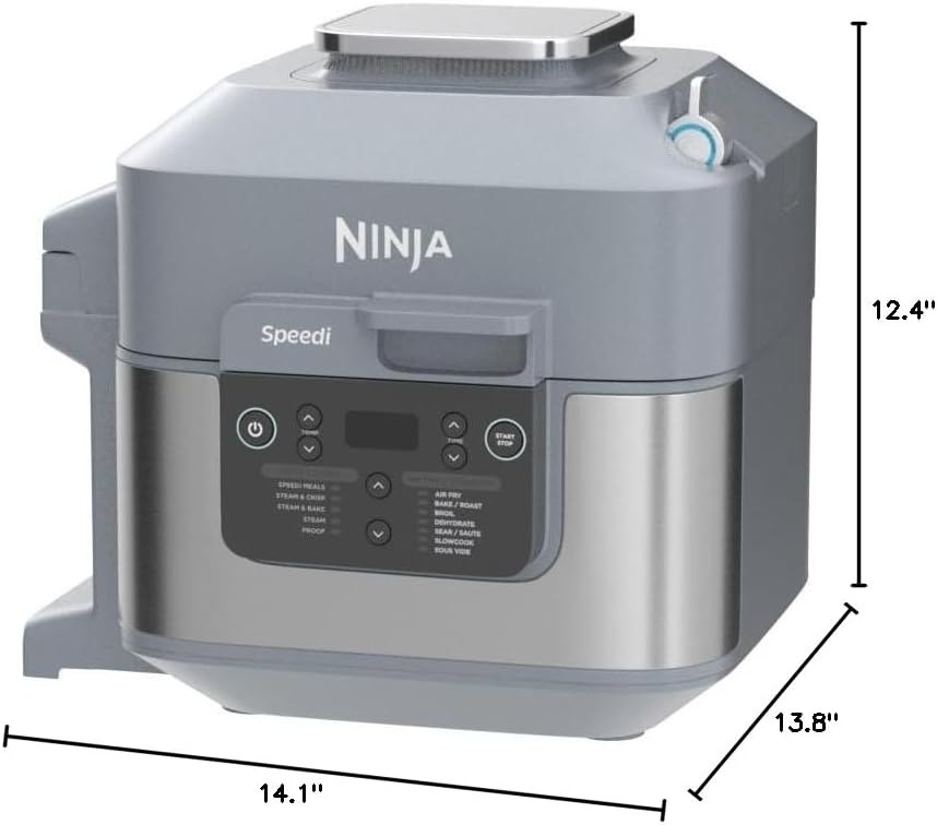 Ninja SF301 Speedi Rapid Cooker & Air Fryer, 6-Quart Capacity, 12-in-1 Functions to Steam, Bake, Roast, Sear, Sauté, Slow Cook, Sous Vide & More, 15-Minute Speedi Meals All In One Pot, Sea Salt Gray detail 15