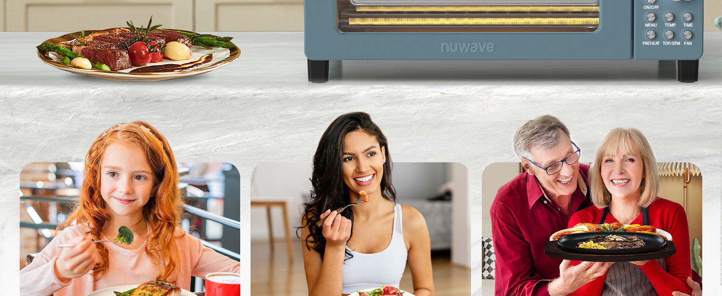 Nuwave Bravo Pro Smart Air Fryer Toaster Oven Combo, Airfryer Convection Oven Countertop, 10-in-1 Functions with Quicker & Even Crisp Technology, 1800W, 50-450°F, PFAS-Free, 21QT, Cozy Blue detail 2