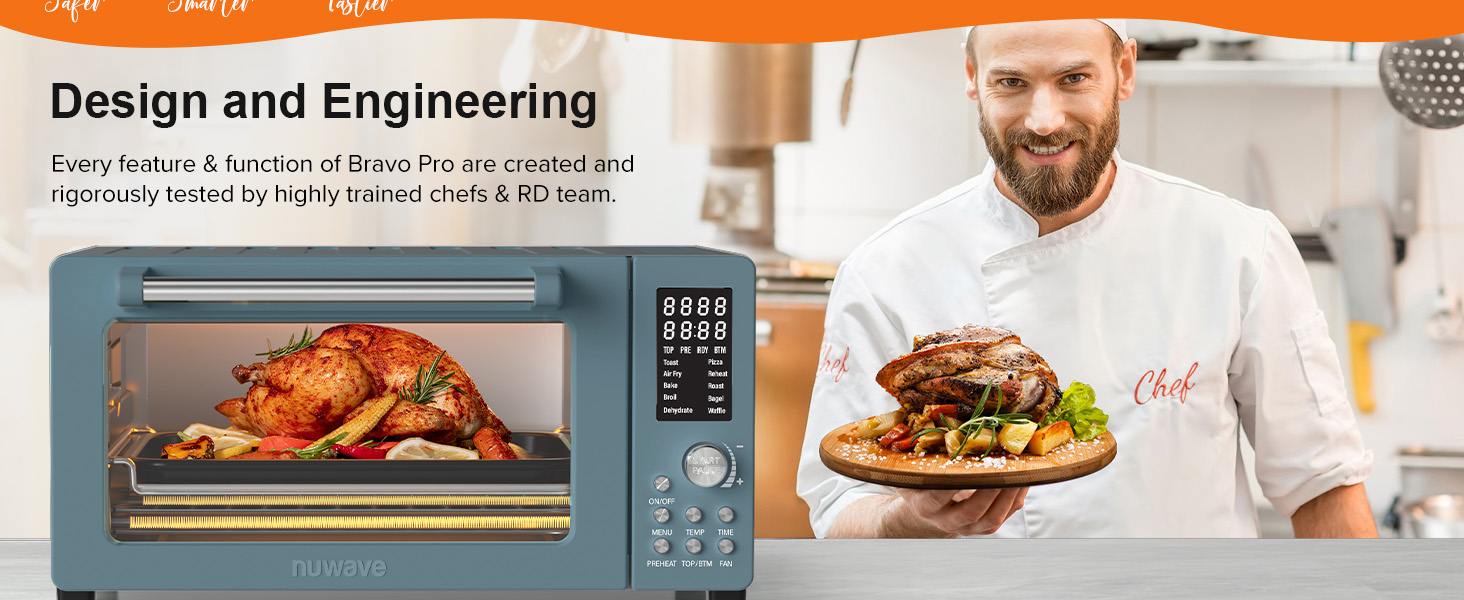 Nuwave Bravo Pro Smart Air Fryer Toaster Oven Combo, Airfryer Convection Oven Countertop, 10-in-1 Functions with Quicker & Even Crisp Technology, 1800W, 50-450°F, PFAS-Free, 21QT, Cozy Blue detail 15