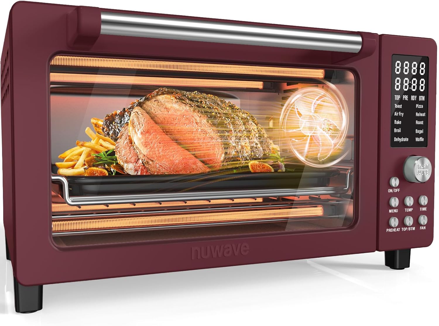 Nuwave Bravo Pro Smart Air Fryer Toaster Oven Combo, Airfryer Convection Oven Countertop, 10-in-1 Functions with Quicker & Even Crisp Technology, 1800W, 50-450°F, PFAS-Free, 21QT, Cozy Blue detail 16
