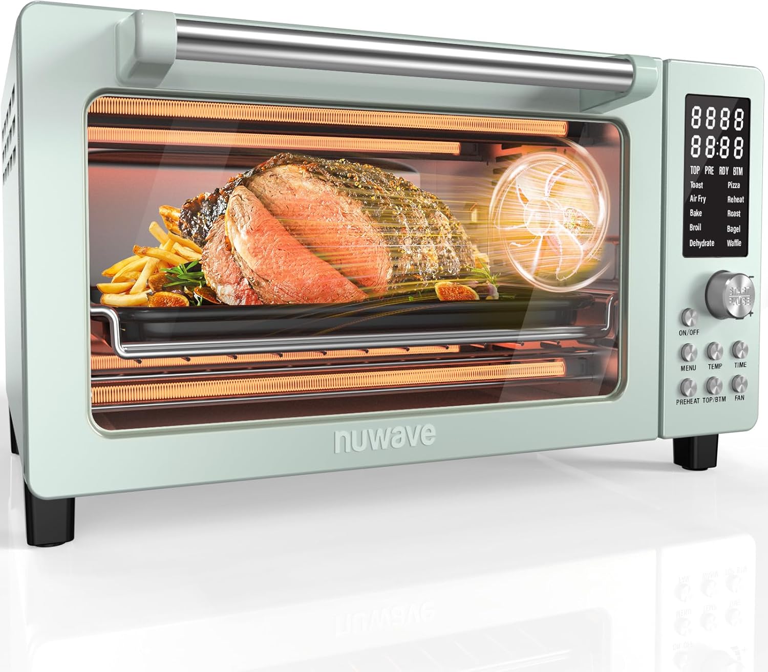 Nuwave Bravo Pro Smart Air Fryer Toaster Oven Combo, Airfryer Convection Oven Countertop, 10-in-1 Functions with Quicker & Even Crisp Technology, 1800W, 50-450°F, PFAS-Free, 21QT, Cozy Blue detail 17