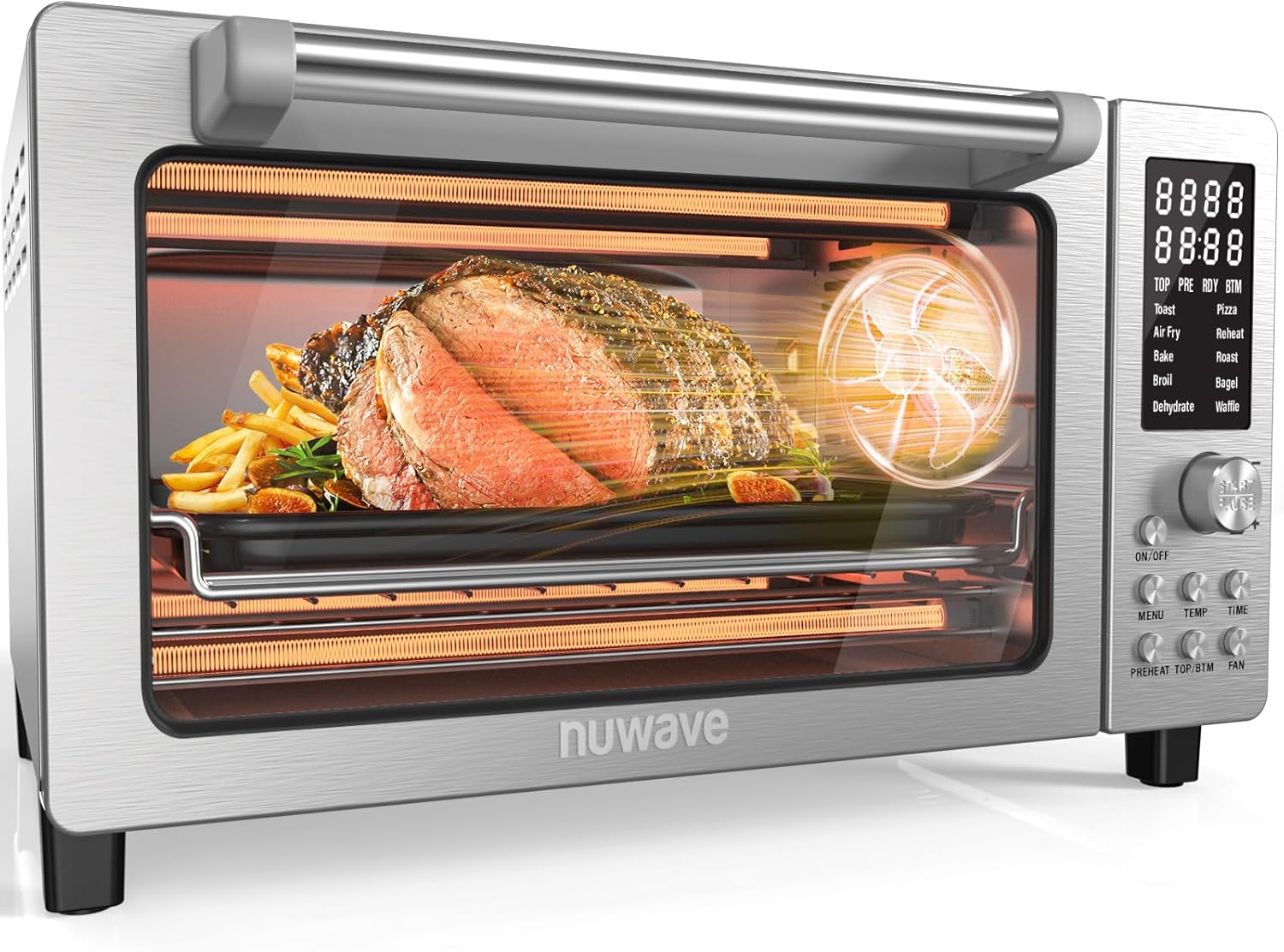 Nuwave Bravo Pro Smart Air Fryer Toaster Oven Combo, Airfryer Convection Oven Countertop, 10-in-1 Functions with Quicker & Even Crisp Technology, 1800W, 50-450°F, PFAS-Free, 21QT, Cozy Blue detail 18