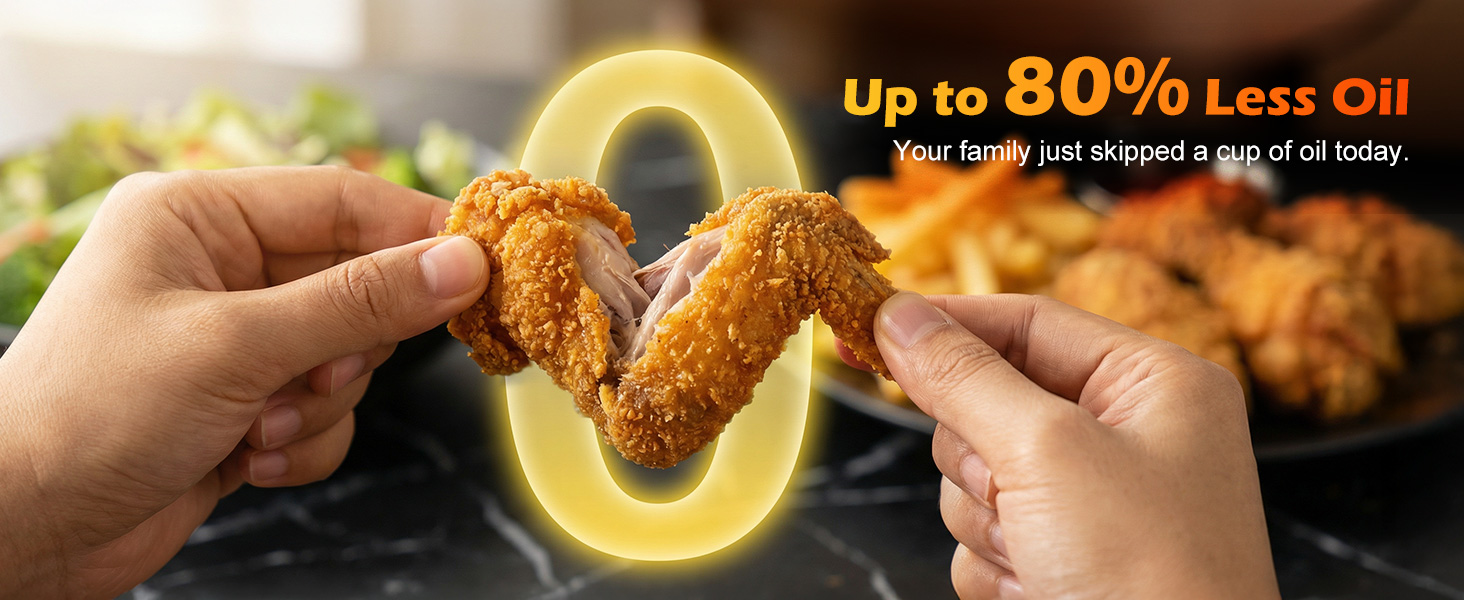 Dual Basket Air Fryer, 12.6QT Family-Size for 10-12 People, XL Basket for 6LB Whole Chicken, DoubleStack Compact Design, 10-in-1 Functions with Reheat, Dehydrate & SyncFinish, Dishwasher-Safe, Black detail 8