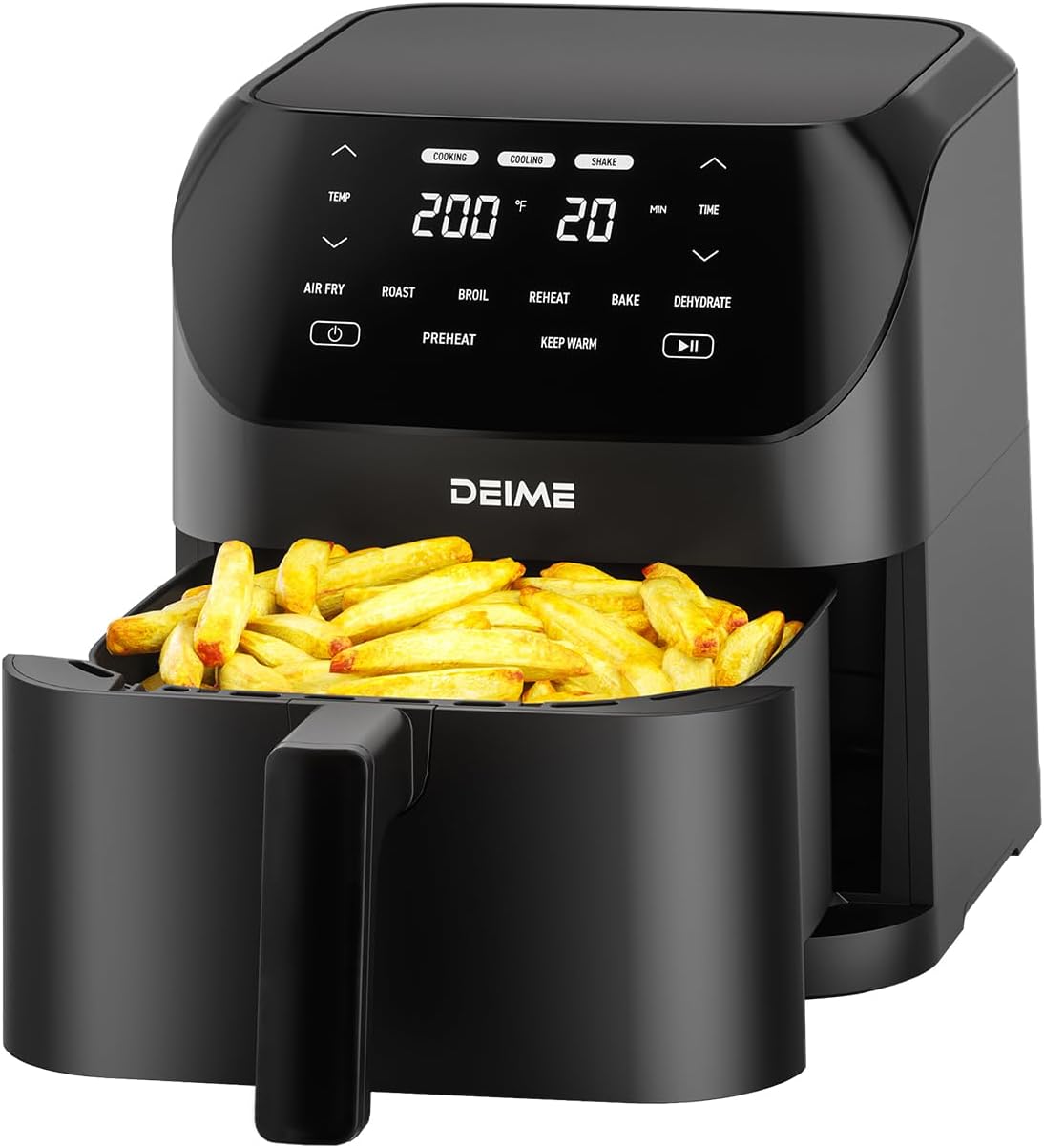 Air Fryer 6.2 QT Large Capacity Oilless Hot Air Fryers Oven 1500W Healthy Cooker with 8 Presets, Digital LCD Touch Screen, Non-Stick Basket, Included Recipe (Black-M) detail 6