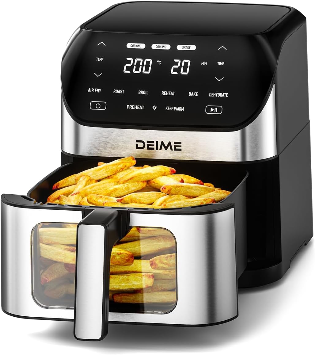 Air Fryer 6.2 QT Large Capacity Oilless Hot Air Fryers Oven 1500W Healthy Cooker with 8 Presets, Digital LCD Touch Screen, Non-Stick Basket, Included Recipe (Black-M) detail 7