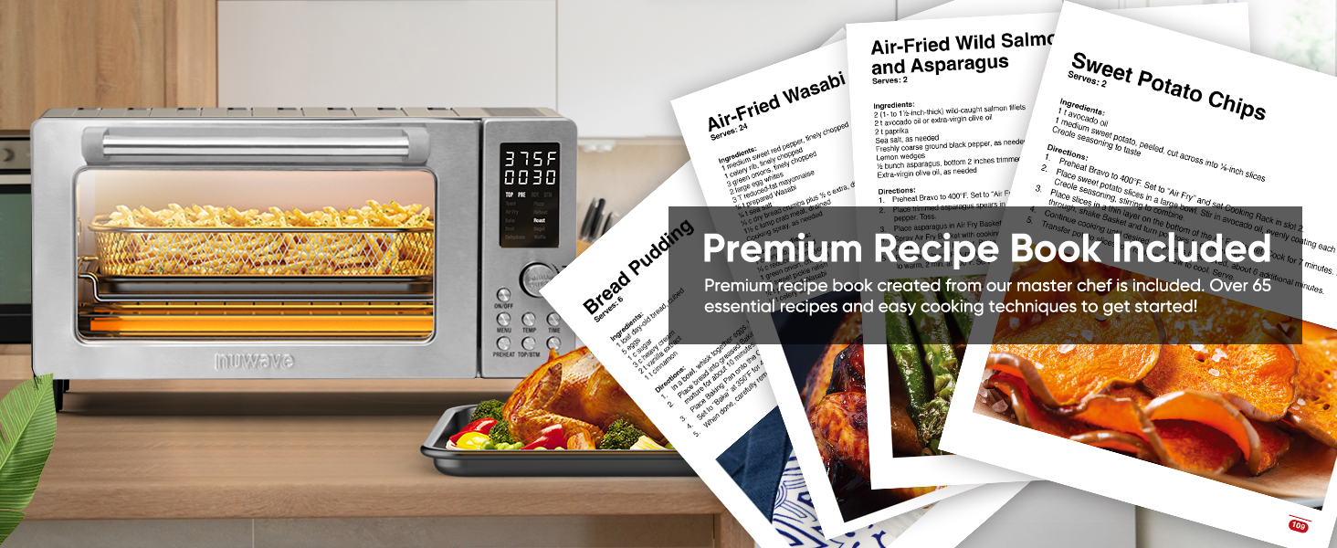Nuwave Bravo Pro Convection Air Fryer Toaster Oven Combo, 2025 New and Improved, 10-in-1, 50°-450°F Temp Controls, Quick & Even Crisp Technology, 21Qt Capacity, Stainless Steel, PFAS Free detail 13